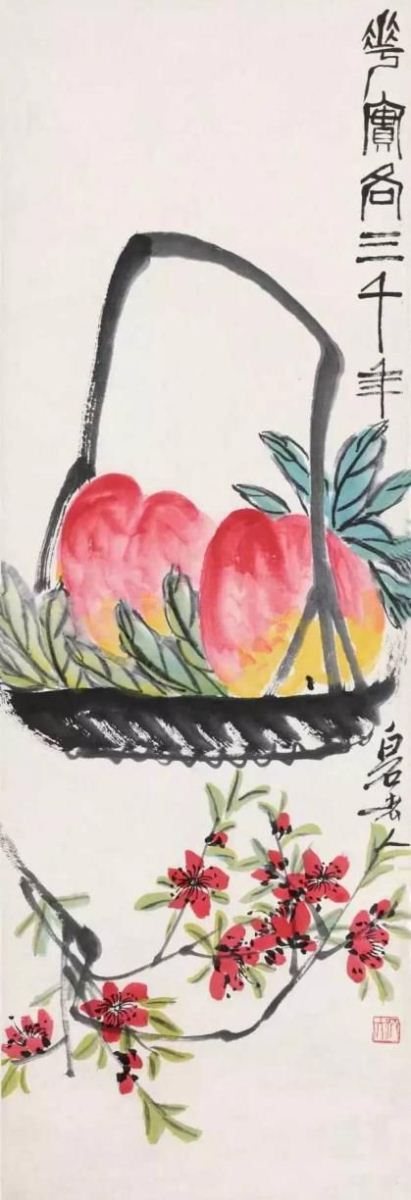 画桃子的画家,齐白石及其后人作品欣赏
